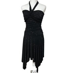Y2K BCBG Dark Fairy Witchy Halter Dress Celestial Starry Noir M